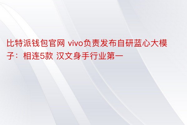 比特派钱包官网 vivo负责发布自研蓝心大模子：相连5款 汉文身手行业第一
